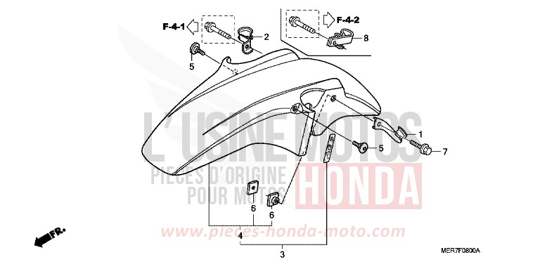 AILE AVANT de CBF600S ABS EMERGENCY RED METALLIC (R311) de 2006